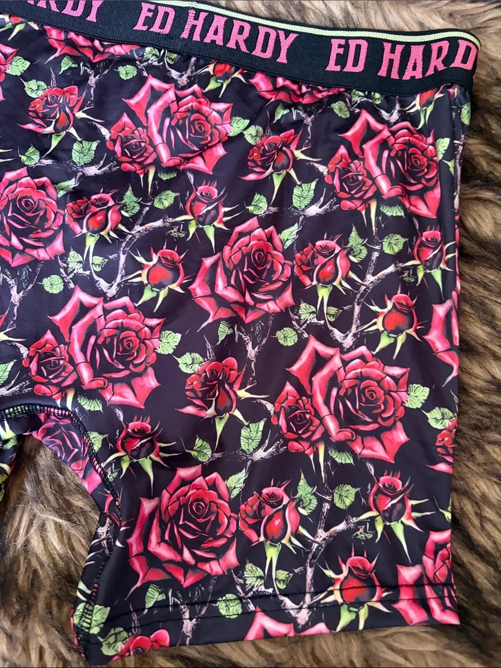 Ed Hardy Performance Boxer Briefs Roses Size Medium